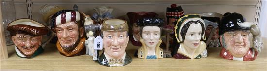 Eleven Royal Doulton character mugs including The Auctioneers, William Grant, Aramis, The Falconer, etc.